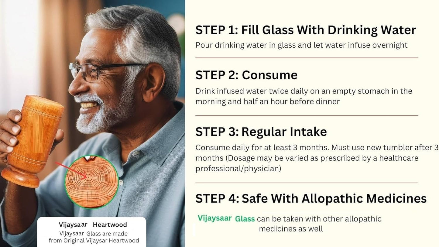 Vjaysar Sugar Control wood Glass ( for Sugar patients ) Large size