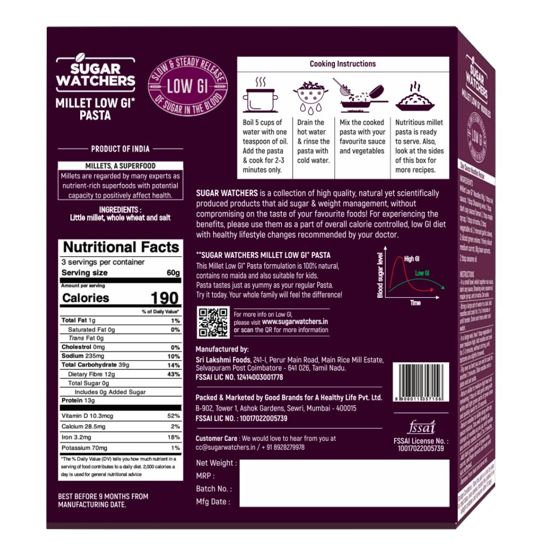 Millet Pasta, No Maida, Macaroni, Diabetic Friendly ( 180 g)