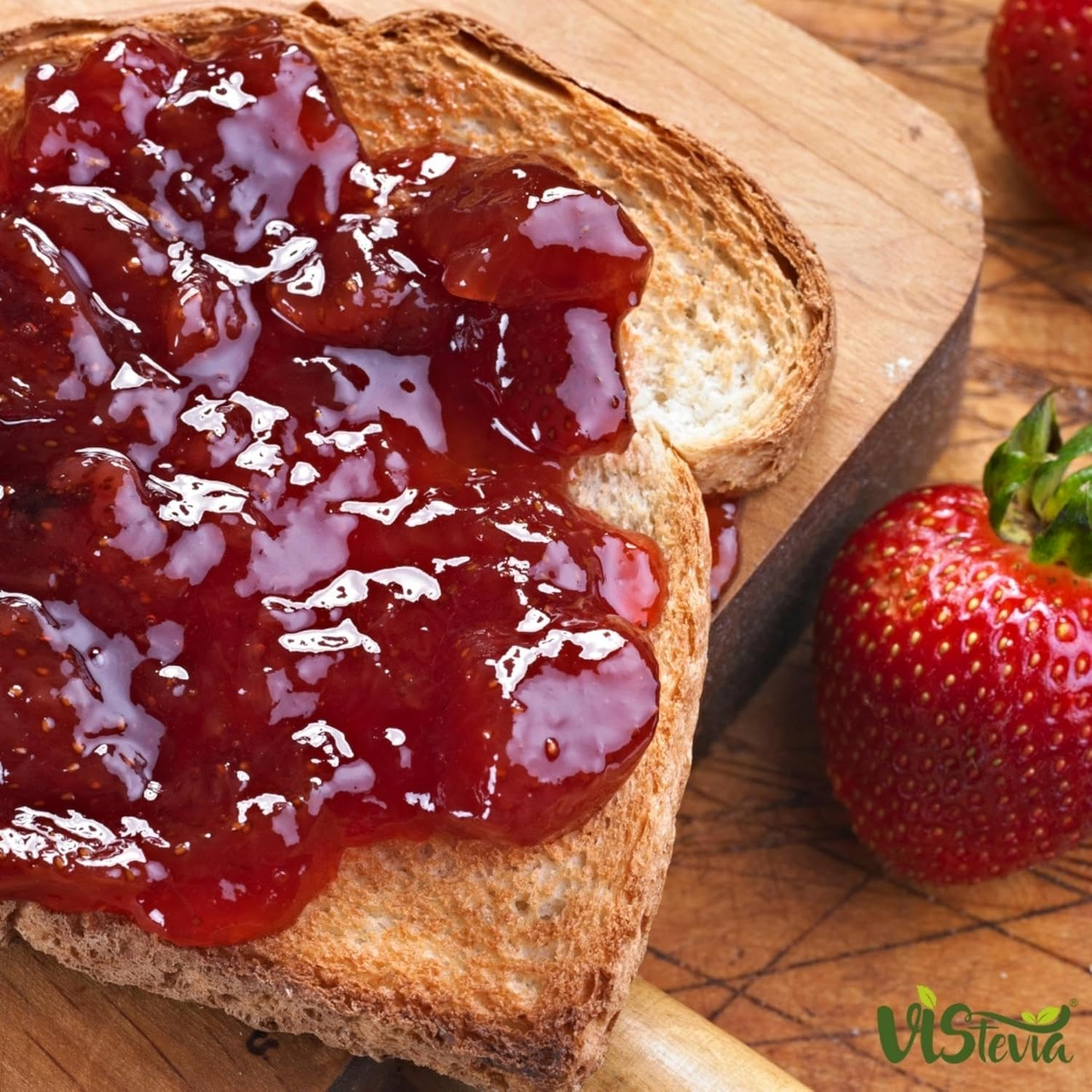 Vistevia Sugar Free Strawberry Jam, Diabetic and Keto Friendly - Sweetened Naturally with Stevia, More Than 60% Strawberries Content - Tastes Delicious - Pack Of 1 (220GM)
