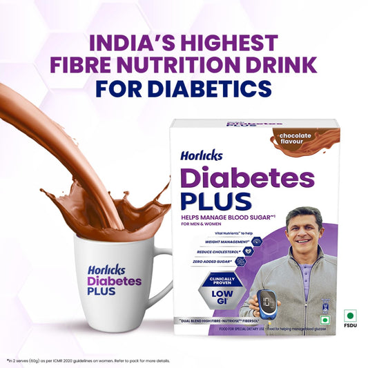 Horlicks Diabetes Plus,Chocolate|Helps Manage Blood Sugar From Day 1,Powder,1 Count,400 Grams