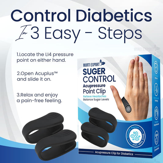 Murti Export Sugar Control LI4 Acupressure Point Clip(4 Piece) - Wearable Hand Massager for Headache,Migraine,Arthritis,and Tension Relief - Ideal for Diabetes Management|Light Weight,Multicolour