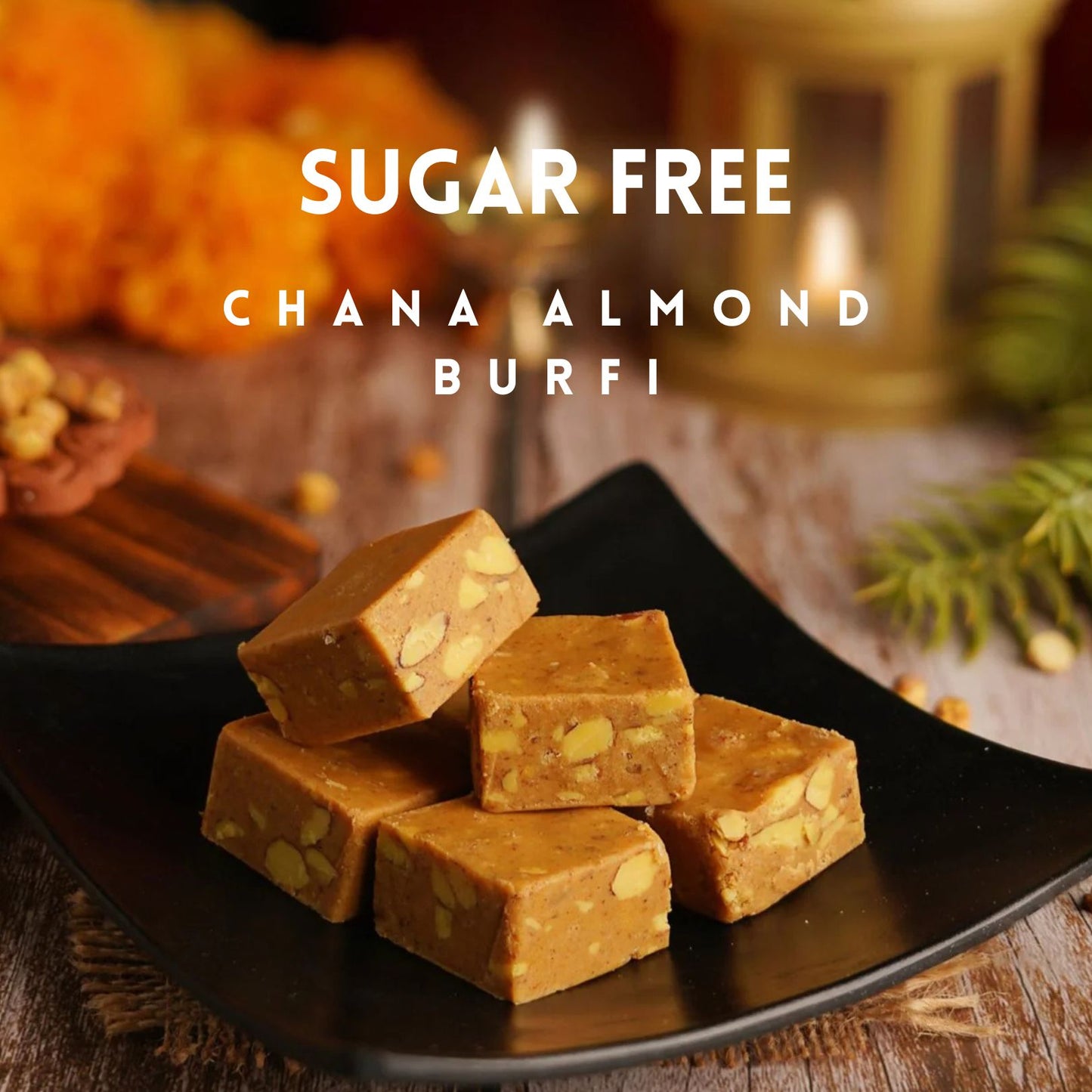 Sugar Free Chana Almond Burfi | 200g | Healthy Indian Sweet | No Added Sugar | Diabetic Friendly sweets