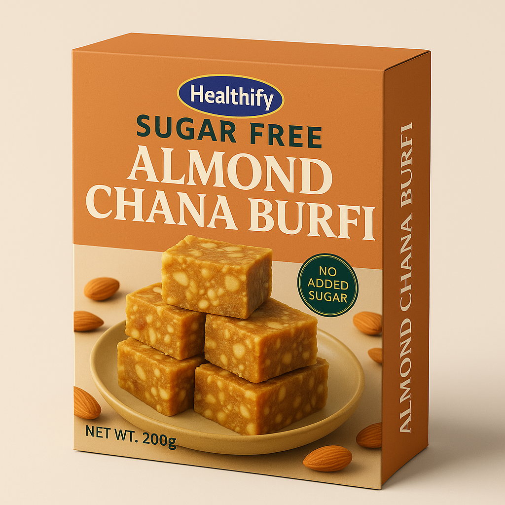 Sugar Free Chana Almond Burfi | 200g | Healthy Indian Sweet | No Added Sugar | Diabetic Friendly sweets