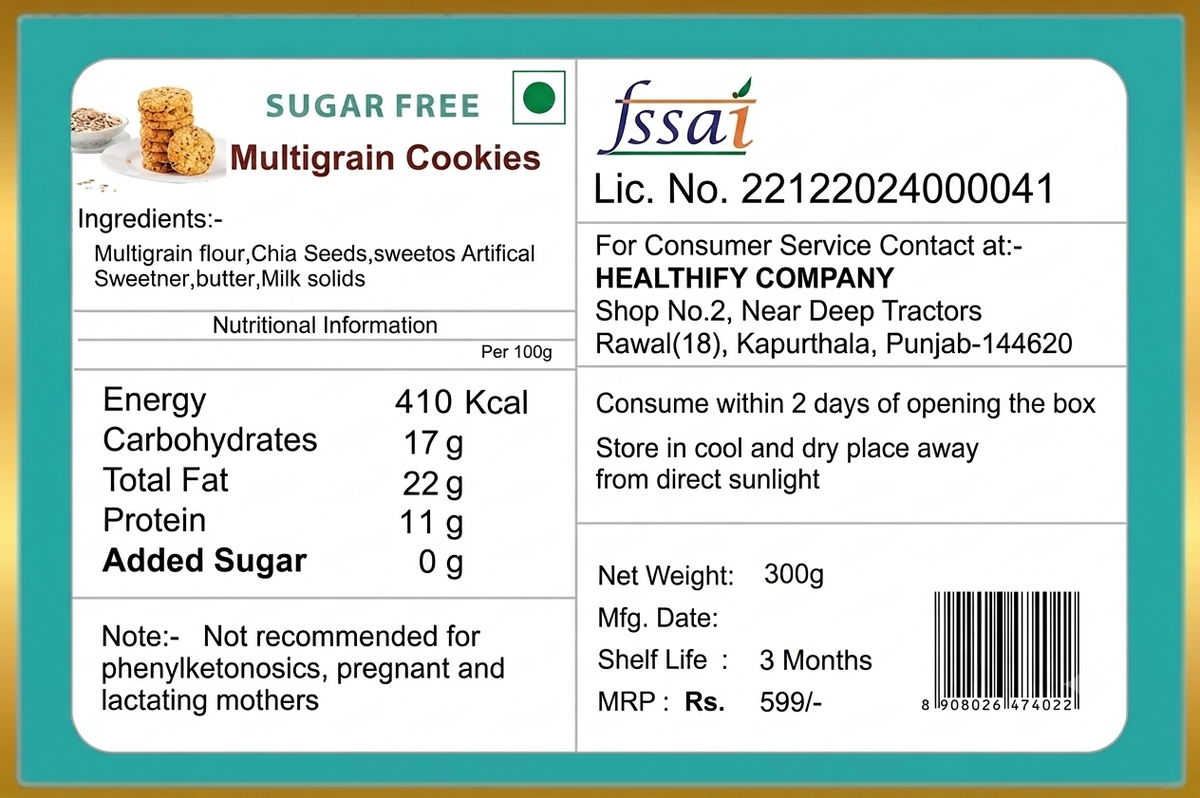Sugar Free cookies Biscuits Combo Pack 600g | Sugar Free Multigrain Cookies 300g + Sugar Free Coconut Cookies 300g | No Added Sugar, High Fiber, Diabetic Friendly, Healthy & Nutritious Biscuits for Weight Management | 2 Premium Cookie Pack
