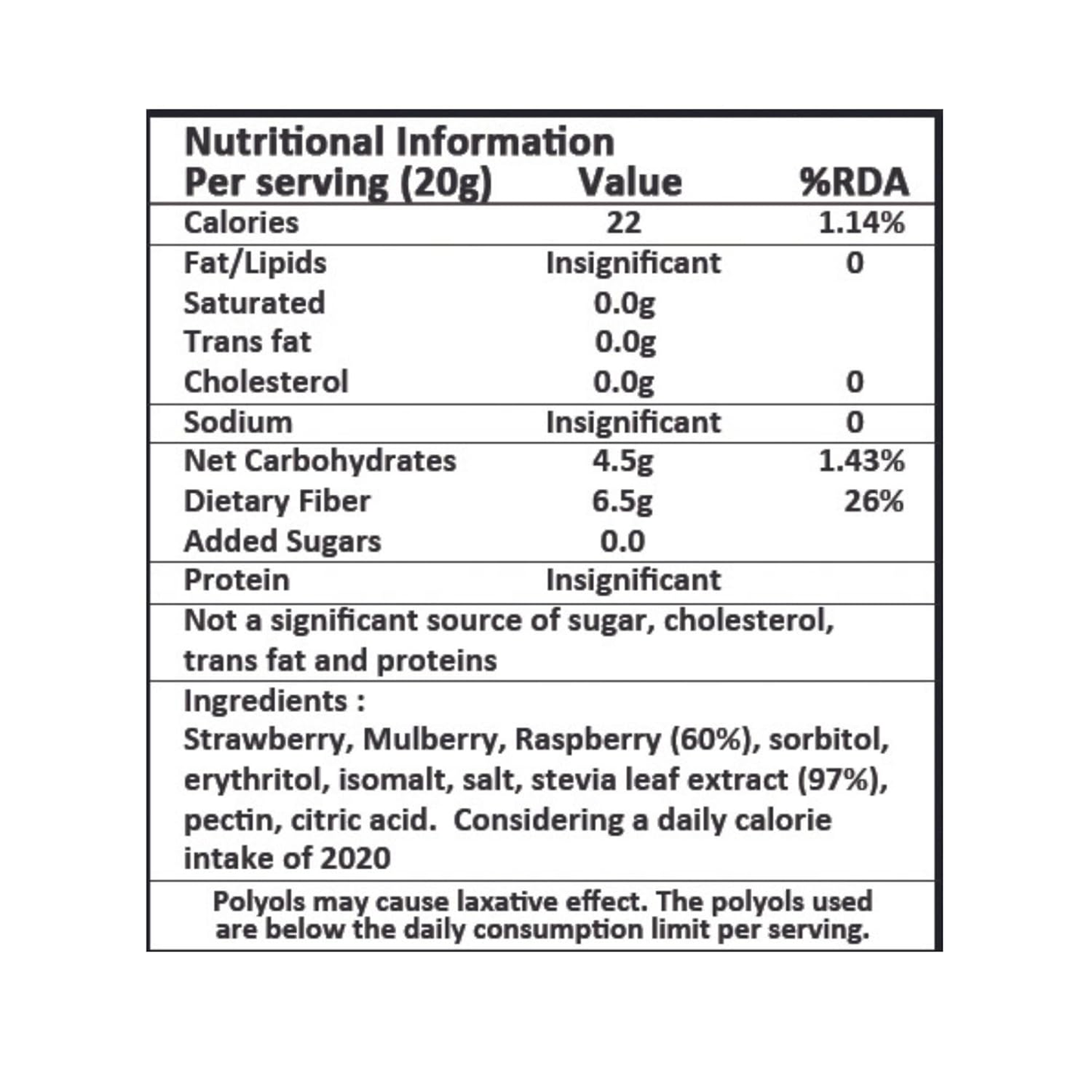 Vistevia Sugar Free Mixed Berry Jam, Diabetic and Keto Friendly - Sweetened Naturally with Stevia, More Than 60% Berries Content - Tastes Delicious - Pack of 1 (220GM )