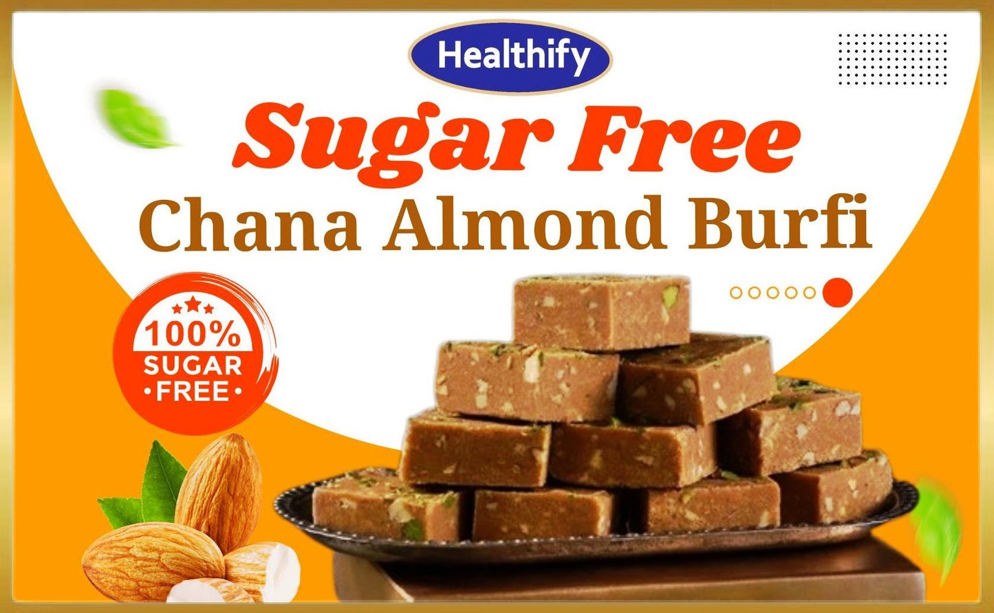 Sugar Free Chana Almond Burfi | 200g | Healthy Indian Sweet | No Added Sugar | Diabetic Friendly sweets