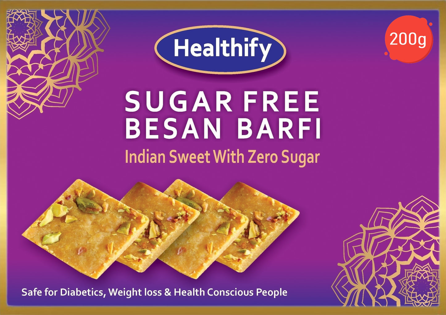 Sugar Free Besan Burfi ( 200g ) Free Gift