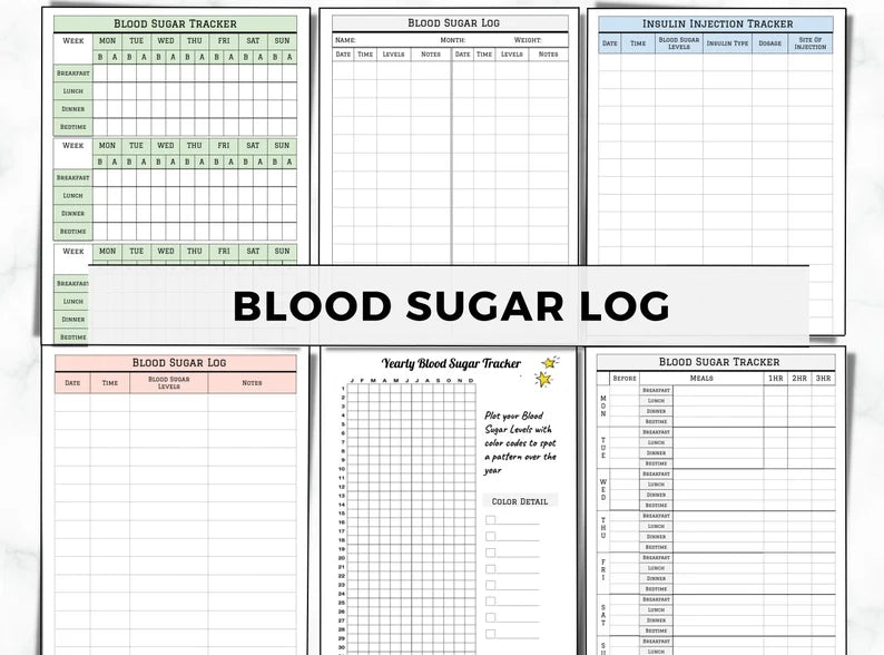 Daily Diary for Diabetes Management & Blood Sugar Log Book