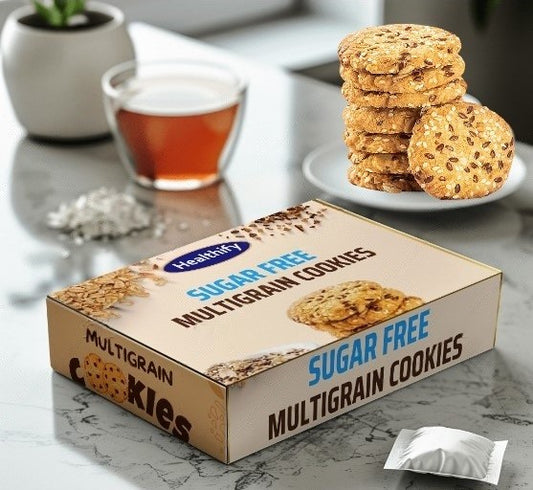 Healthify Sugar Free Multigrain Cookies Biscuits ( 200 gram ) | Diabetic  Friendly | Low GI | Digestive Healthy Biscuits | Zero Sugar Diabetic Cookies |  Baked Healthy Diabetic Snacks